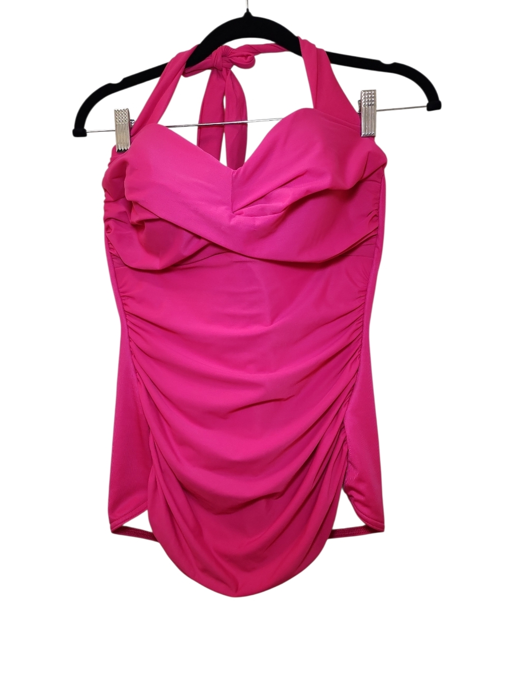 Miraclesuit Caitlin hot pink bandeau halter one-piece swimsuit Coastal Size 10